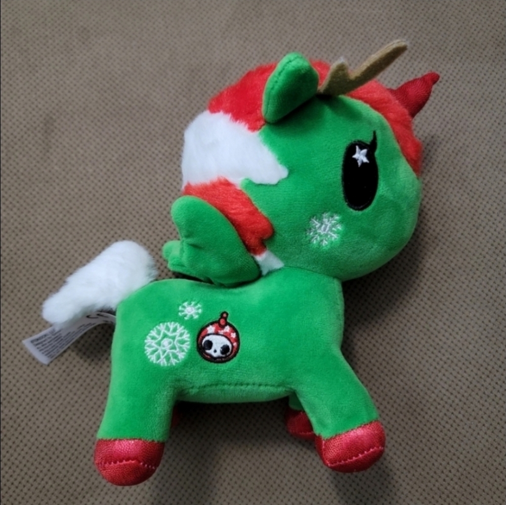 Tokidoki Red & Green Holly Christmas unicorno Plush Toy